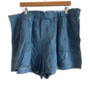 Time and Tru Women's Paperbag Waist Pull On-Shorts Medium Wash Blue XL